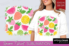 Abstract Fruit Square Tshirt Background - Tutti Frutti PNG Product Image 1