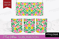 Abstract Fruit Mug Wrap - Tutti Frutti Mug PNG Sublimation Product Image 1
