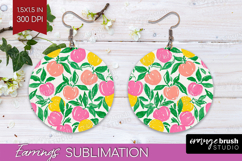 Abstract Fruit Round Earrings - Tutti Frutti PNG Sublimation Product Image 1