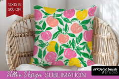 Abstract Fruit Pillow Sublimation - Tutti Frutti Pillow PNG Product Image 1