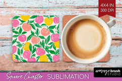 Abstract Fruit Square Coaster - Tutti Frutti Coaster PNG Product Image 1