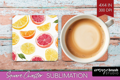 Abstract Fruit Square Coaster - Tutti Frutti Coaster PNG Product Image 1