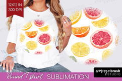 Abstract Fruit Round Tshirt Background - Tutti Frutti PNG Product Image 1