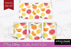 Abstract Fruit Mug Wrap - Tutti Frutti Mug PNG Sublimation Product Image 1