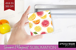 Abstract Fruit Magnet Sublimation - Tutti Frutti Square PNG Product Image 1