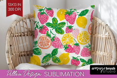 Abstract Fruit Pillow Sublimation - Tutti Frutti Pillow PNG Product Image 1