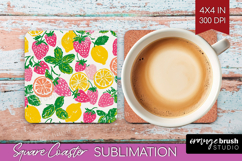 Abstract Fruit Square Coaster - Tutti Frutti Coaster PNG Product Image 1