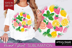 Abstract Fruit Round Tshirt Background - Tutti Frutti PNG Product Image 1