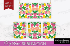 Abstract Fruit Mug Wrap - Tutti Frutti Mug PNG Sublimation Product Image 1