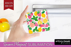 Abstract Fruit Magnet Sublimation - Tutti Frutti Square PNG Product Image 1