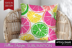Abstract Fruit Pillow Sublimation - Tutti Frutti Pillow PNG Product Image 1