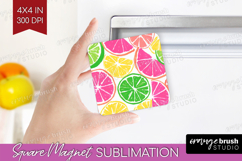 Abstract Fruit Magnet Sublimation - Tutti Frutti Square PNG Product Image 1