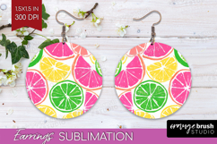 Abstract Fruit Round Earrings - Tutti Frutti PNG Sublimation Product Image 1