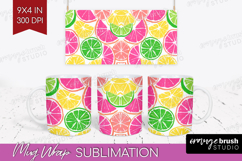 Abstract Fruit Mug Wrap - Tutti Frutti Mug PNG Sublimation Product Image 1