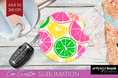 Abstract Fruit Car Coaster - Tutti Frutti Coaster PNG Product Image 1