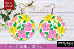 Abstract Fruit Round Earrings - Tutti Frutti PNG Sublimation Product Image 1