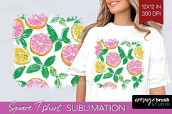 Abstract Fruit Square Tshirt Background - Tutti Frutti PNG Product Image 1