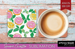 Abstract Fruit Square Coaster - Tutti Frutti Coaster PNG Product Image 1