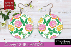 Abstract Fruit Round Earrings - Tutti Frutti PNG Sublimation Product Image 1