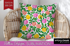 Abstract Fruit Pillow Sublimation - Tutti Frutti Pillow PNG Product Image 1