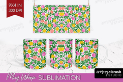 Abstract Fruit Mug Wrap - Tutti Frutti Mug PNG Sublimation Product Image 1