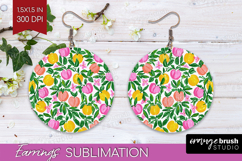 Abstract Fruit Round Earrings - Tutti Frutti PNG Sublimation Product Image 1