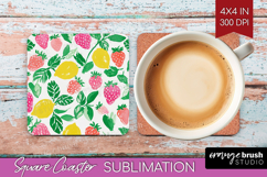 Abstract Fruit Square Coaster - Tutti Frutti Coaster PNG Product Image 1