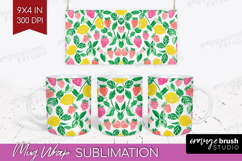 Abstract Fruit Mug Wrap - Tutti Frutti Mug PNG Sublimation Product Image 1