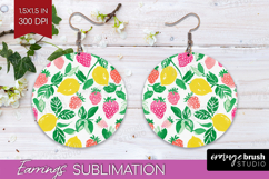 Abstract Fruit Round Earrings - Tutti Frutti PNG Sublimation Product Image 1