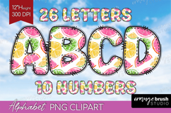 Abstract Fruit Doodle Aphabet Clipart - Summer Letters PNG Product Image 1