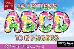 Abstract Fruit Doodle Aphabet Clipart - Summer Letters PNG Product Image 1