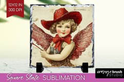Valentine Angel Slate PNG - Cupid Square Slate Sublimation Product Image 1