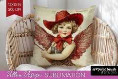 Valentine Angel Pillow Sublimation - Cupid Pillow Cover PNG Product Image 1