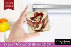 Valentine Angel Magnet Sublimation - Cupid Square Magnet PNG Product Image 1