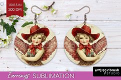 Valentine Angel Round Earrings - Cupid PNG Sublimation Product Image 1