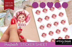 Valentine Angel Round Sticker - Cupid Printable Sticker Product Image 1
