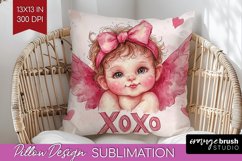 Valentine Angel Pillow Sublimation - Cupid Pillow Cover PNG Product Image 1