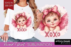 Valentine Angel Round Tshirt Background - Cupid PNG Product Image 1