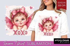 Valentine Angel Square Tshirt Background - Cupid PNG Product Image 1