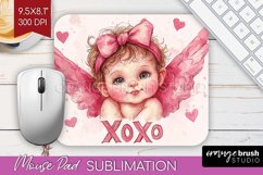 Valentine Angel Mouse Pad Sublimation - Cupid Mousepad PNG Product Image 1