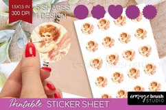 Valentine Angel Round Sticker - Cupid Printable Sticker Product Image 1