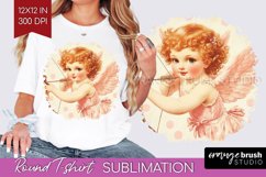 Valentine Angel Round Tshirt Background - Cupid PNG Product Image 1