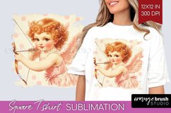 Valentine Angel Square Tshirt Background - Cupid PNG Product Image 1
