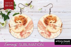 Valentine Angel Round Earrings - Cupid PNG Sublimation Product Image 1