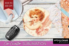 Valentine Angel Car Coaster - Cupid Coaster PNG Sublimation Product Image 1