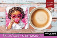 Valentine Angel Square Coaster - Cupid Coaster PNG Product Image 1