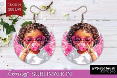 Valentine Angel Round Earrings - Cupid PNG Sublimation Product Image 1