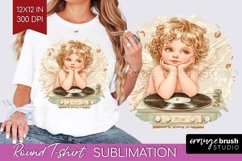 Valentine Angel Round Tshirt Background - Cupid PNG Product Image 1