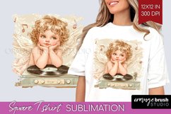Valentine Angel Square Tshirt Background - Cupid PNG Product Image 1