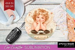 Valentine Angel Car Coaster - Cupid Coaster PNG Sublimation Product Image 1